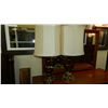 Image 1 : Pair of ruby cut and gold painted lamps, made in France, shades as found, light staining