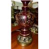 Image 2 : Pair of ruby cut and gold painted lamps, made in France, shades as found, light staining