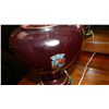 Image 3 : Pair of ruby cut and gold painted lamps, made in France, shades as found, light staining