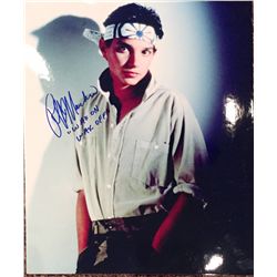 Ralph Macchio color 11x14 as the Karate Kid signed adding the phrase  Wax on Wax off 