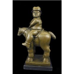 15"x10" Fernando Botero Man On Horse Modern Art Figurine   15 LBS.