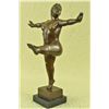 Image 2 : 17"x11" Signed Botero Curvy Nude Woman Exercising Bronze Sculpture Marble   14 LBS.