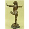 Image 3 : 17"x11" Signed Botero Curvy Nude Woman Exercising Bronze Sculpture Marble   14 LBS.