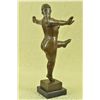 Image 4 : 17"x11" Signed Botero Curvy Nude Woman Exercising Bronze Sculpture Marble   14 LBS.