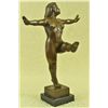 Image 5 : 17"x11" Signed Botero Curvy Nude Woman Exercising Bronze Sculpture Marble   14 LBS.