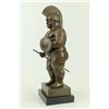 Image 2 : 19"x9" Large Roman Warrior By Botero Bronze Sculpture Marble Base Statue Figurine Decor   19 LBS.