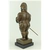 Image 3 : 19"x9" Large Roman Warrior By Botero Bronze Sculpture Marble Base Statue Figurine Decor   19 LBS.