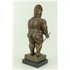 Image 4 : 19"x9" Large Roman Warrior By Botero Bronze Sculpture Marble Base Statue Figurine Decor   19 LBS.
