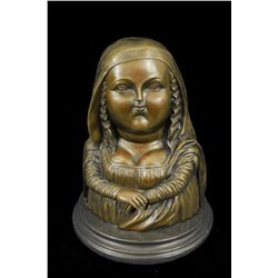 11"x9" Classic Voluptuous Woman By Botero Bronze Marble Base Sculpture   13 LBS.