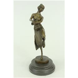 10"x4" Signed Art Deco Dancer By Eichler Bronze Sculpture Statue Figurine Figure Decor   4 LBS.