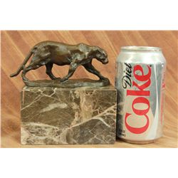6"x5" Signed Bugatti Panther Lioness Bronze Sculpture Bookend Book End Statue Figurine   5 LBS.