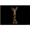 Image 4 : 20"x8" Signed French Large Charming Angel Standing on Rock Bronze Marble Sculpture Deco   15 LBS.