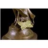 Image 9 : 20"x8" Signed French Large Charming Angel Standing on Rock Bronze Marble Sculpture Deco   15 LBS.