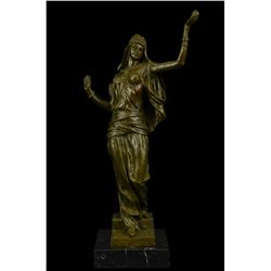 16.5"x9" LRGE Original Aldo Vitaleh Arab Girl Dancing Bronze Sculpture Marble Base Statue   10 LBS.