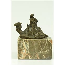 7"x5" Vienna Bronze Camel Rider Arab Man By Bergman Bronze Sculpture Statue Figurine   6 LBS.