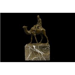9"x7" Signed Vienna Bronze Bergman Arab Man Riding Camel Bronze Sculpture Statue Decor   7 LBS.