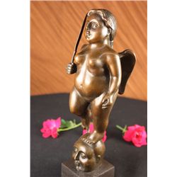 12"x4.5" Fernando Botero Tribute Bronze Sculpture Standing Angel   6 LBS.