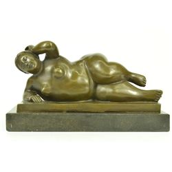 6 x11  Classic Famous Botero Abstract Female Bronze Sculpture Marble Statue Figurine Nr   12 LBS.