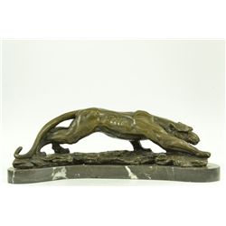 7.5"x20" Extra Large Mountain Lion Cougar Puma Bronze Art Deco Sculpture Figurine Barye   30 LBS.