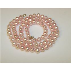 Pink Cultured Pearl Necklace with 10K Gold Clasp