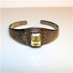 Sterling Silver Yellow Citrine Cuff Bracelet