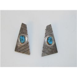 Navajo Sterling Kingman Turquoise Earrings