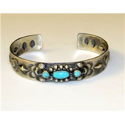 Native American Sterling Silver Turquoise Cuff Bracelet