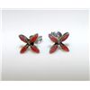 Image 1 : Old Pawn Native American Zuni Sterling Silver Coral Earrings