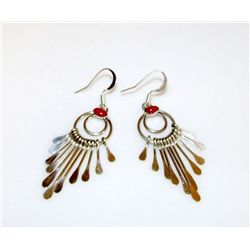 Native American Sterling Silver Coral Earrings