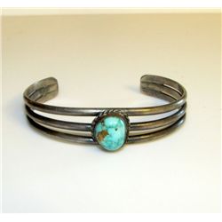 Old Pawn Native American Navajo Sterling Turquoise Bracelet