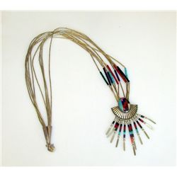 Native American Navajo Sterling Silver Fringe Necklace