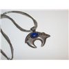 Image 1 : Native American Navajo Sterling Silver Lapis Bear Necklace