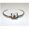 Image 1 : Native American Zuni Sterling Inlay Butterfly Bracelet