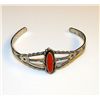 Image 1 : Old Pawn Navajo Sterling Silver Coral Cuff Bracelet