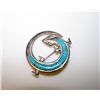 Image 1 : Zuni Sterling Silver Turquoise Lizard Brooch Pendant