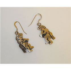 Native American Hopi Sterling Silver Kokopelli Earrings