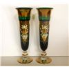 Image 1 : Bohemian Emerald Green Hand Decorated Champagne Glasses