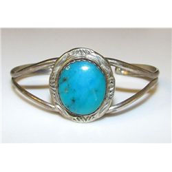 Navajo Sterling Silver Bisbee Turquoise Bracelet