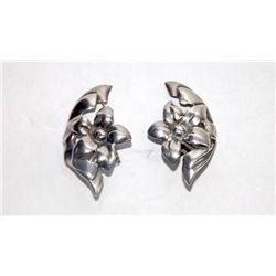 Mexican Taxco Sterling Flower Earrings