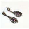 Image 1 : Sterling Silver Filigree Marcasite Amethyst Earrings