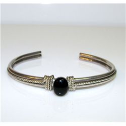 Vintage Sterling Silver Onyx Cuff Bracelet