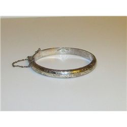 Siam Sterling Silver Etched Bangle Bracelet