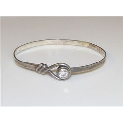 Vintage Sterling Silver Crystal Bangle Bracelet