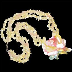 Lavender Jade Mother of Pearl Lotus Flower Necklace