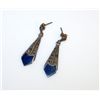 Image 1 : Sterling Silver Marcasite Lapis Lazuli Dangle Earrings