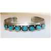 Image 1 : Navajo Sterling Silver Turquoise Cuff Bracelet By Yazzi