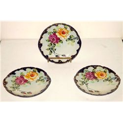 Nippon Cobalt Blue Moriage Hand Painted Plates