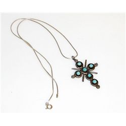 Zuni Sterling SilverTurquoise Cross Necklace