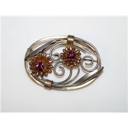 Victorian 12K GP 800 Silver Vermeil Amethyst Brooch