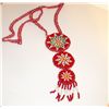 Image 1 : Native American  Red Beaded Medallion Necklace